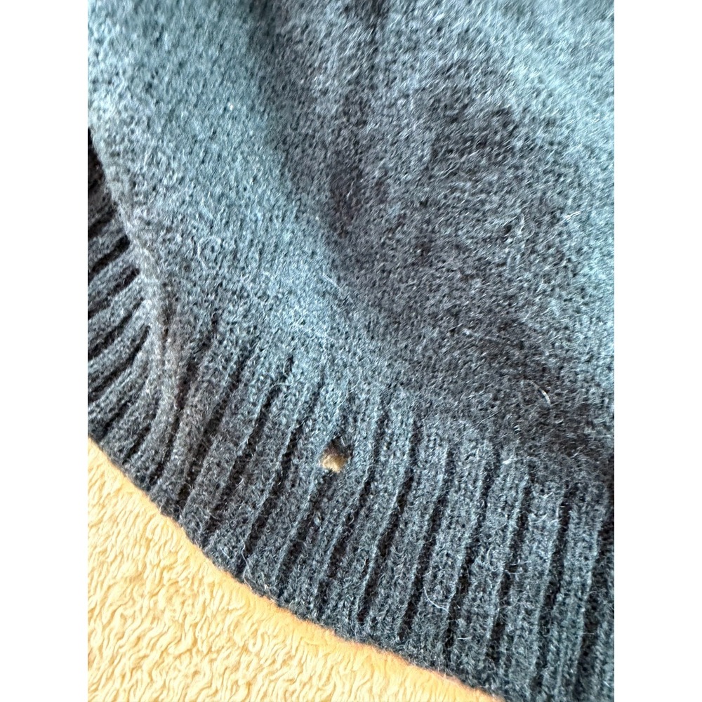 Vintage J.Crew Wool Sweater Mens M Dark Green Side Stripe Crew Neck Pullover - Picture 5 of 9